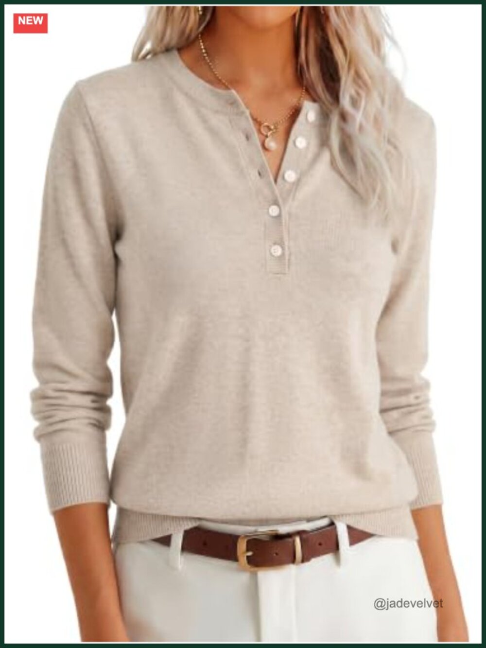 Women's Lightweight Henley Long Sleeve Knit Pullover Sweater Cozy Fall Layer